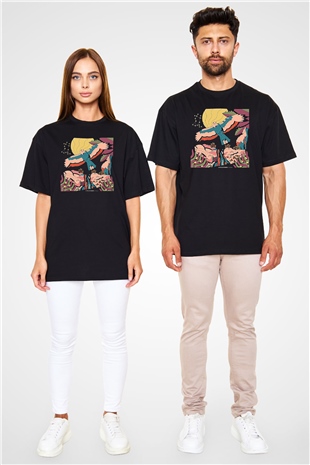 Khruanybin Baskılı Unisex Siyah Oversize Tişört - Tshirt