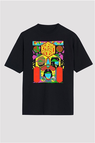 Khruanybin Baskılı Unisex Siyah Oversize Tişört - Tshirt