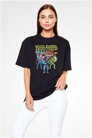 Khruanybin Baskılı Unisex Siyah Oversize Tişört - Tshirt