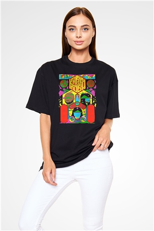 Khruanybin Baskılı Unisex Siyah Oversize Tişört - Tshirt
