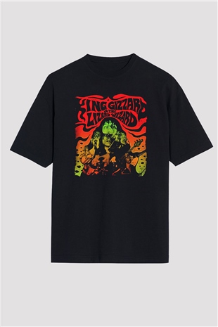 Khruanybin Baskılı Unisex Siyah Oversize Tişört - Tshirt