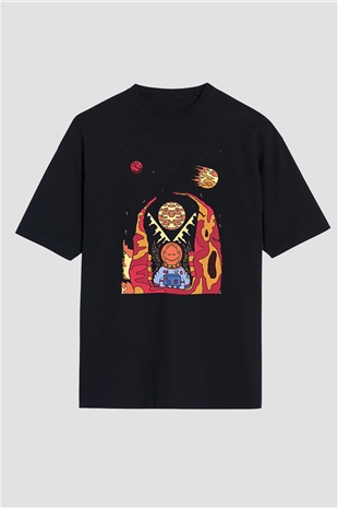 Khruanybin Baskılı Unisex Siyah Oversize Tişört - Tshirt