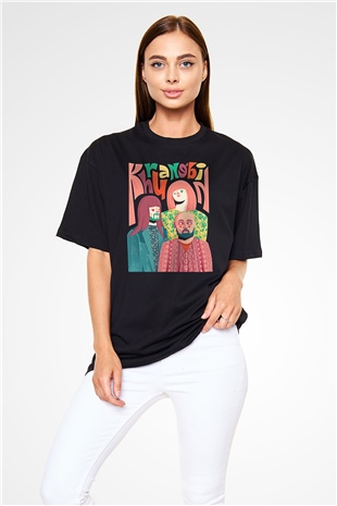 Khruanybin Baskılı Unisex Siyah Oversize Tişört - Tshirt