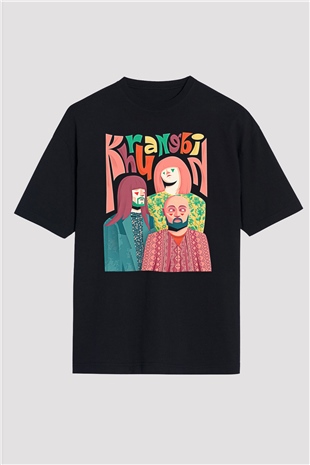 Khruanybin Baskılı Unisex Siyah Oversize Tişört - Tshirt