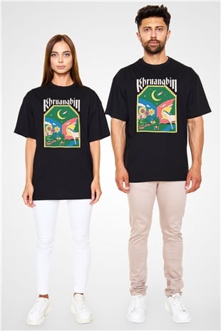 Khruanybin Baskılı Unisex Siyah Oversize Tişört - Tshirt