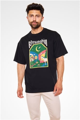 Khruanybin Baskılı Unisex Siyah Oversize Tişört - Tshirt