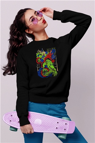 Khruanybin Baskılı Unisex Siyah Sweatshirt