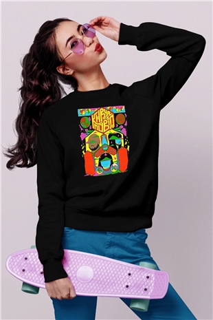 Khruanybin Baskılı Unisex Siyah Sweatshirt