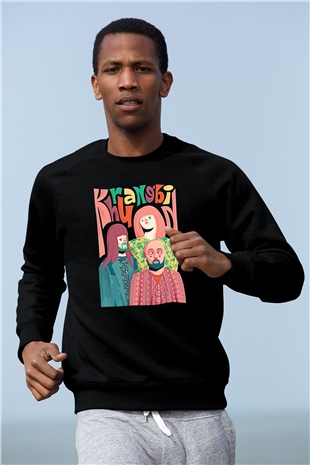 Khruanybin Baskılı Unisex Siyah Sweatshirt