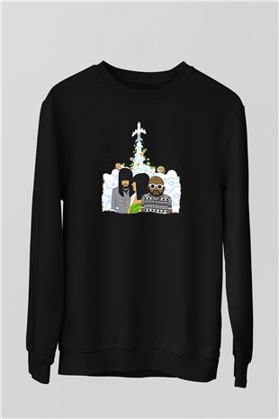 Khruanybin Baskılı Unisex Siyah Sweatshirt