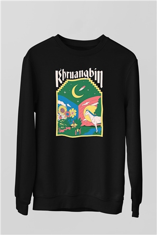 Khruanybin Baskılı Unisex Siyah Sweatshirt