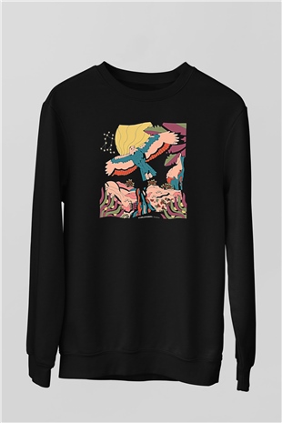 Khruanybin Baskılı Unisex Siyah Sweatshirt