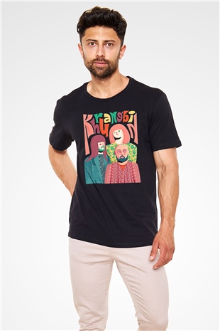 Khruanybin Baskılı Unisex Siyah Tişört - Tshirt