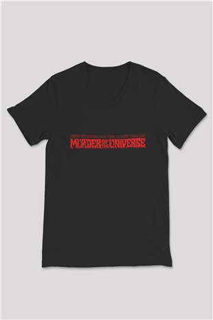 Khruanybin Baskılı Unisex Siyah V Yaka Tişört - Tshirt