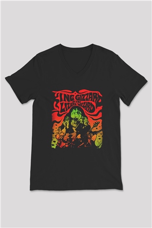 Khruanybin Baskılı Unisex Siyah V Yaka Tişört - Tshirt