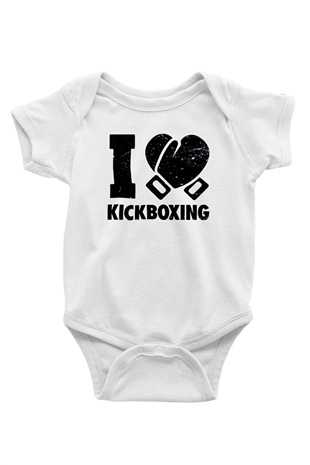 Kick boks Baskılı Beyaz Unisex Bebek Body - Zıbın