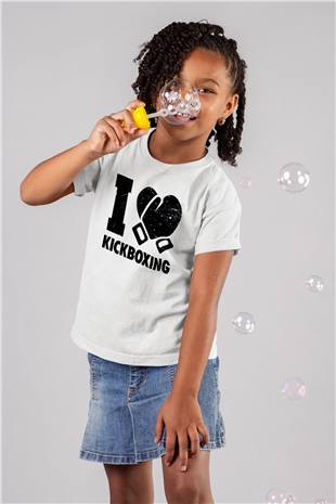 Kick boks Baskılı Beyaz Unisex Çocuk Tişört