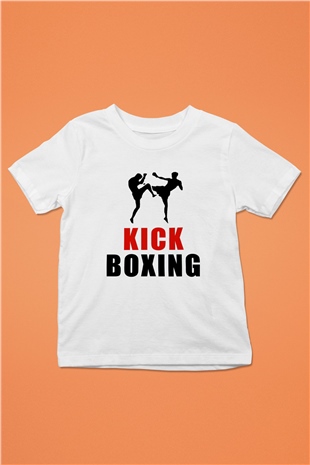 Kick boks Baskılı Beyaz Unisex Çocuk Tişört
