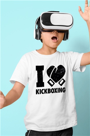 Kick boks Baskılı Beyaz Unisex Çocuk Tişört