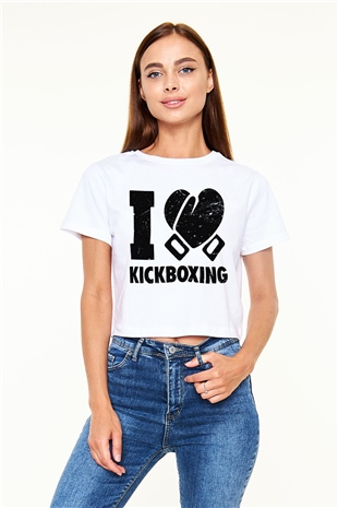 Kick boks Beyaz Croptop Tişört