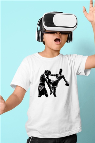 Kick boks Beyaz Unisex Çocuk Tişört