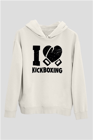 Kick boks Beyaz Unisex Hoodie