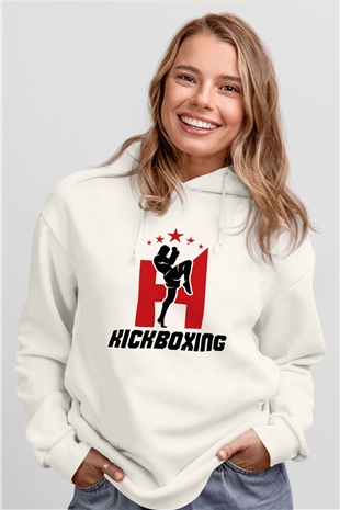 Kick boks Beyaz Unisex Hoodie