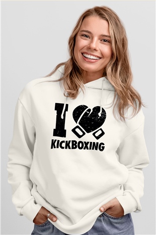 Kick boks Beyaz Unisex Hoodie