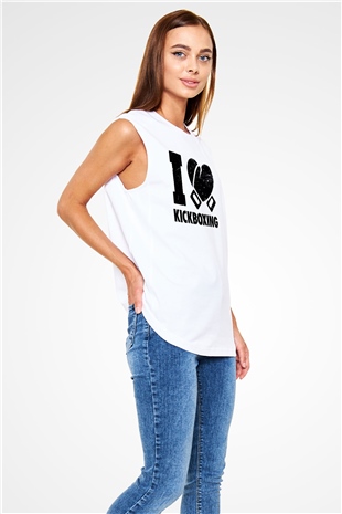 Kick boks Beyaz Unisex Kolsuz Tişört