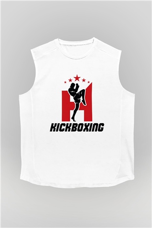 Kick boks Beyaz Unisex Kolsuz Tişört