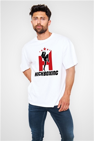 Kick boks Beyaz Unisex Oversize Tişört T-Shirt