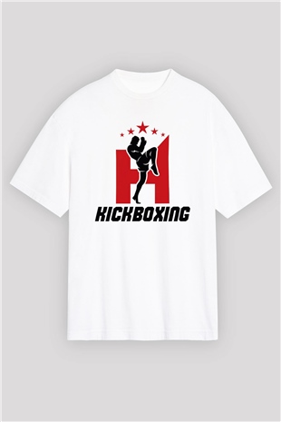 Kick boks Beyaz Unisex Oversize Tişört T-Shirt