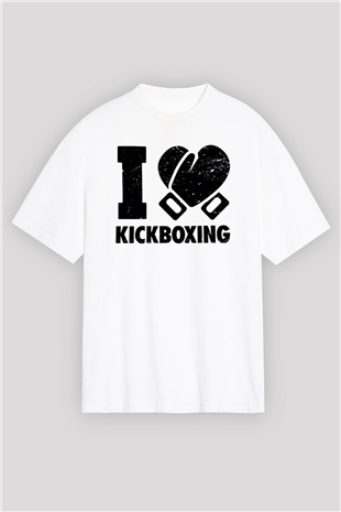Kick boks Beyaz Unisex Oversize Tişört T-Shirt
