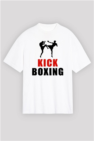 Kick boks Beyaz Unisex Oversize Tişört T-Shirt