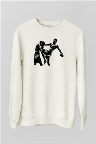 Kick boks Beyaz Unisex Sweatshirt