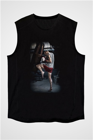 Kick boks Siyah Unisex Kolsuz Tişört