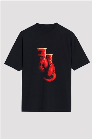 Kick boks Siyah Unisex Oversize Tişört T-Shirt