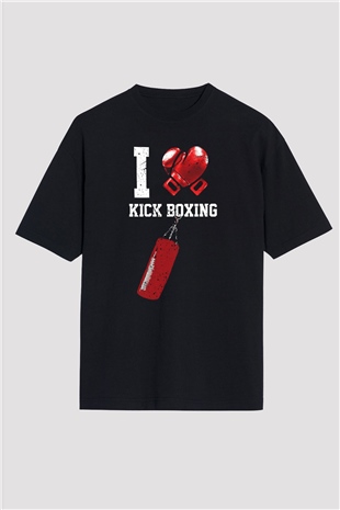 Kick boks Siyah Unisex Oversize Tişört T-Shirt