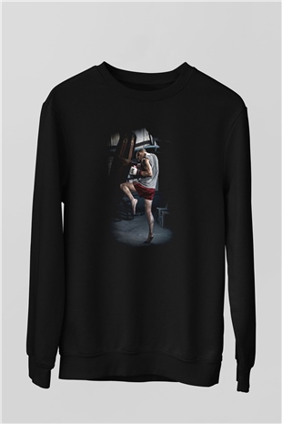 Kick boks Siyah Unisex Sweatshirt