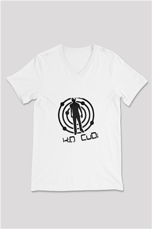 Kid Cudi Baskılı Beyaz V Yaka Unisex Tişört