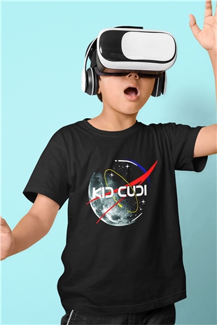 Kid Cudi Baskılı Siyah Unisex Çocuk Tişört