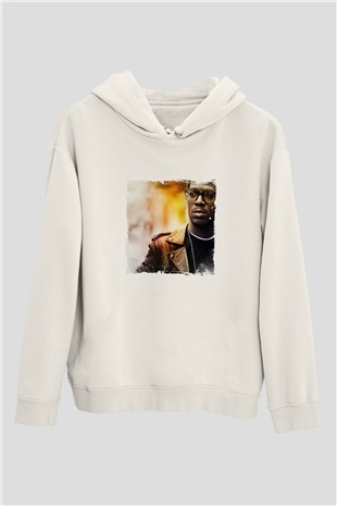 Kid Cudi Baskılı Unisex Beyaz Kapüşonlu Sweatshirt
