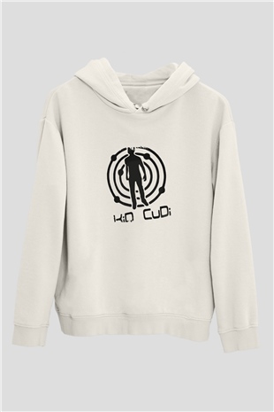 Kid Cudi Baskılı Unisex Beyaz Kapüşonlu Sweatshirt
