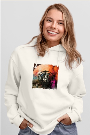 Kid Cudi Baskılı Unisex Beyaz Kapüşonlu Sweatshirt