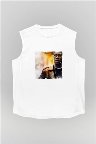 Kid Cudi Baskılı Unisex Beyaz Kolsuz Tişört