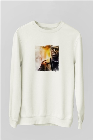 Kid Cudi Baskılı Unisex Beyaz Sweatshirt