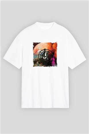 Kid Cudi Baskılı Oversize Beyaz Tişört