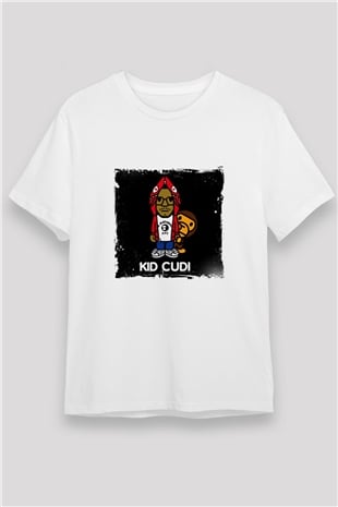 Kid Cudi Baskılı Unisex Beyaz Tişört