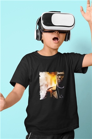 Kid Cudi Baskılı Unisex Siyah Çocuk Tişört