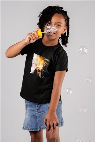 Kid Cudi Baskılı Unisex Siyah Çocuk Tişört